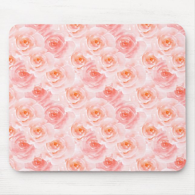 Mousepad Rosas bonito de Cor de Água Rosa (Frente)