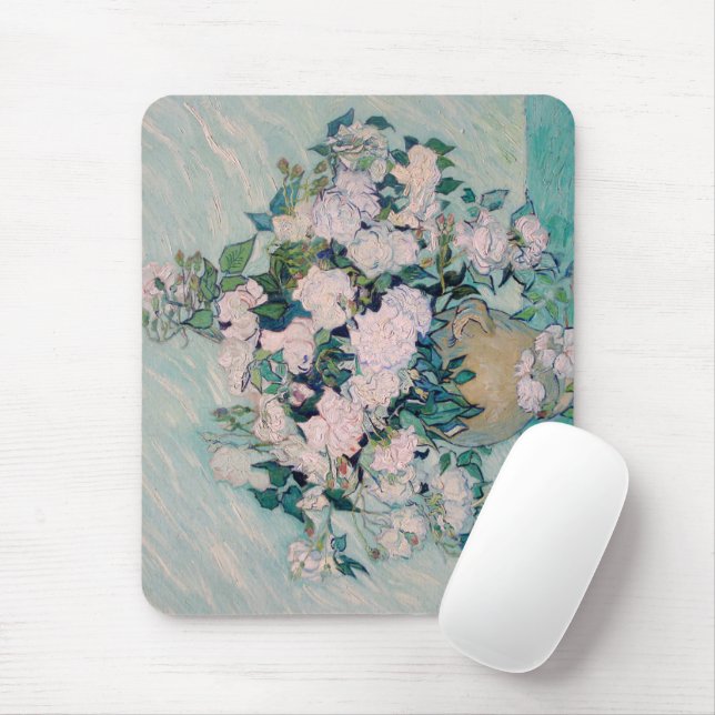 Mousepad Rosas Brancas-1890-Vincent van Gogh  (Com mouse)