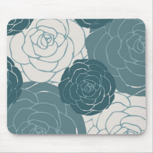 Mousepad Rosas Brancas e Teais