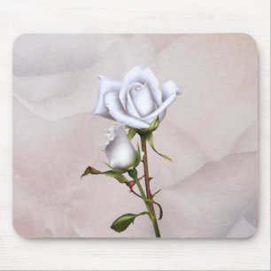 Mousepad Rosas Brancas Macias Elegantes Shaby Chic