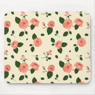 Mousepad Rosas Cor-de-Rosa Bonitas Padrão Rosa Pastel