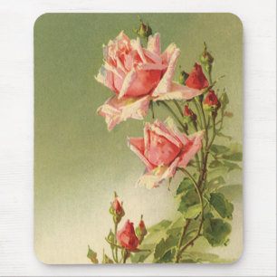 Mousepad Rosas cor-de-rosa do jardim do vintage para o dia