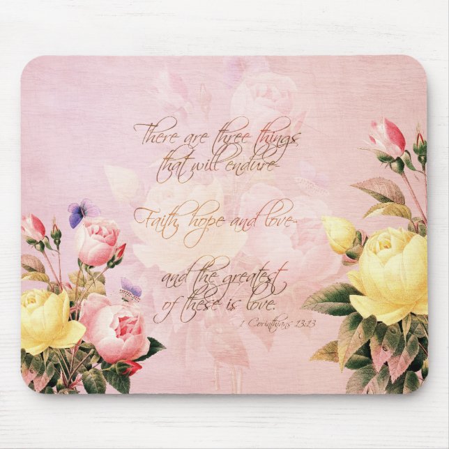 Mousepad Rosas da esperança e do amor da fé (Frente)
