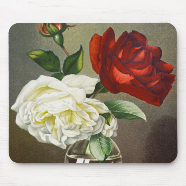 Mousepad Rosas de Jardim Antigas em um Vaso de Vidro (Frente)