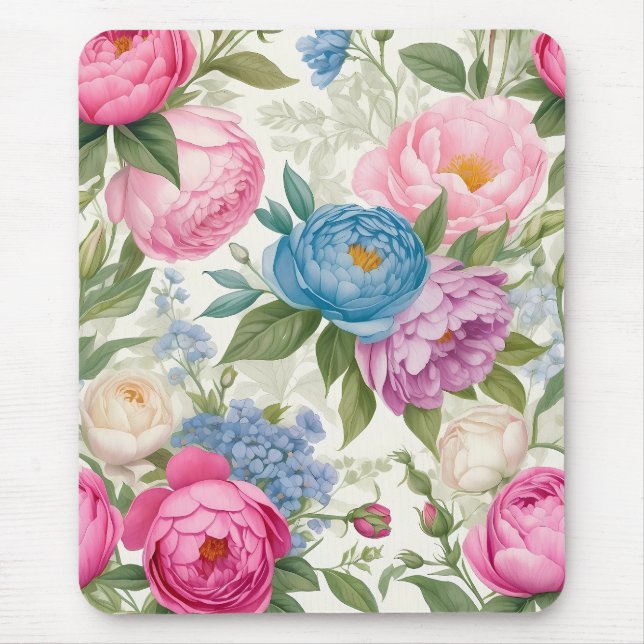 Mousepad Rosas De Jardim Terrestre E Folhas De Peões (Frente)