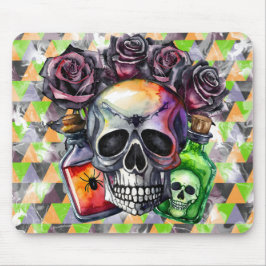 Mousepad Rosas E POÇÕES DE HALLOWEEN SKULL