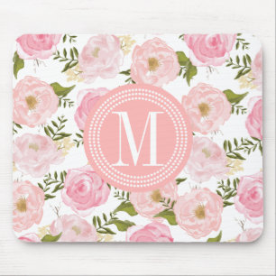 Mousepad Rosas elegantes do rosa do vintage personalizados