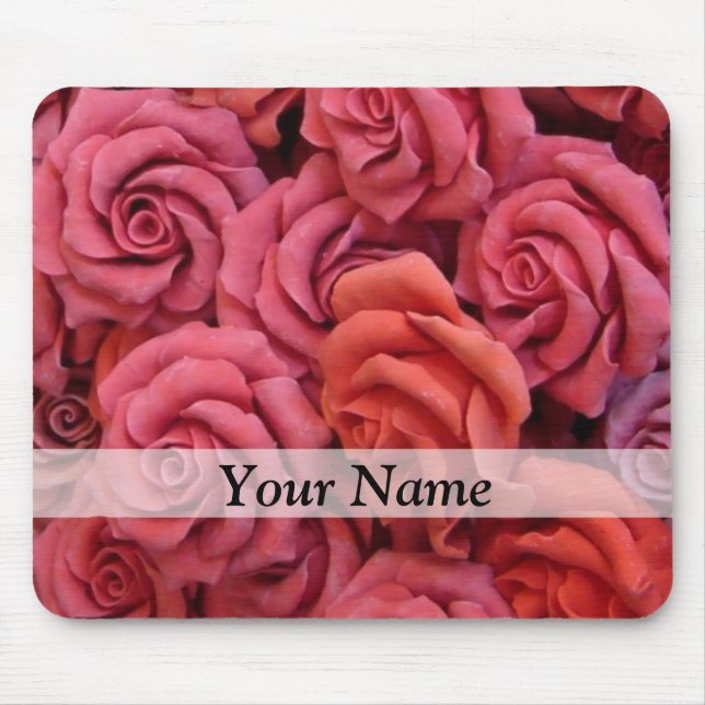 Mousepad Rosas florais cor de rosa (Frente)