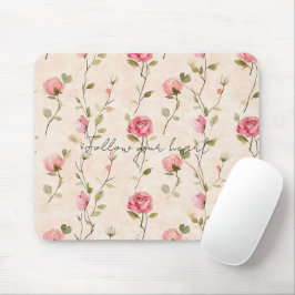 Mousepad Rosas Florais Rosa Creme Bonito