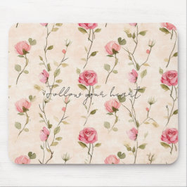 Mousepad Rosas Florais Rosa Creme Bonito