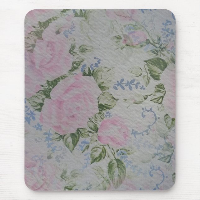Mousepad Rosas Florais Rosa Vintage (Frente)