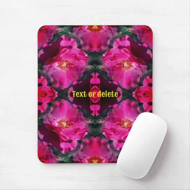 Mousepad Rosas Rosa Abstrato, Arte Floral Personalizada (Com mouse)