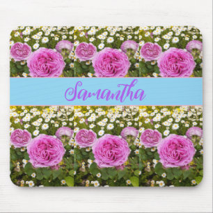 Mousepad Rosas Rosa Bons e Rato Floral das Disies