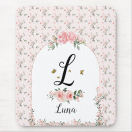 Mousepad Rosas Rosa Elegantes De Aquarelas com Borboletas