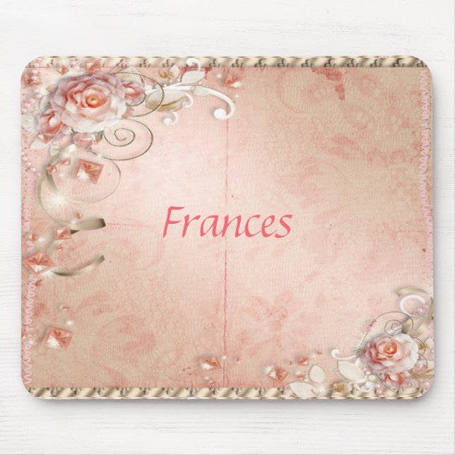 Mousepad Rosas Rosa, Pérolas e Mouse Gems (Frente)