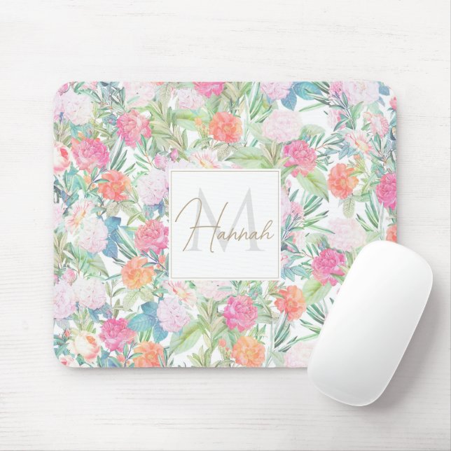 Mousepad Rosas rosas cor-de-rosa florais Design (Com mouse)