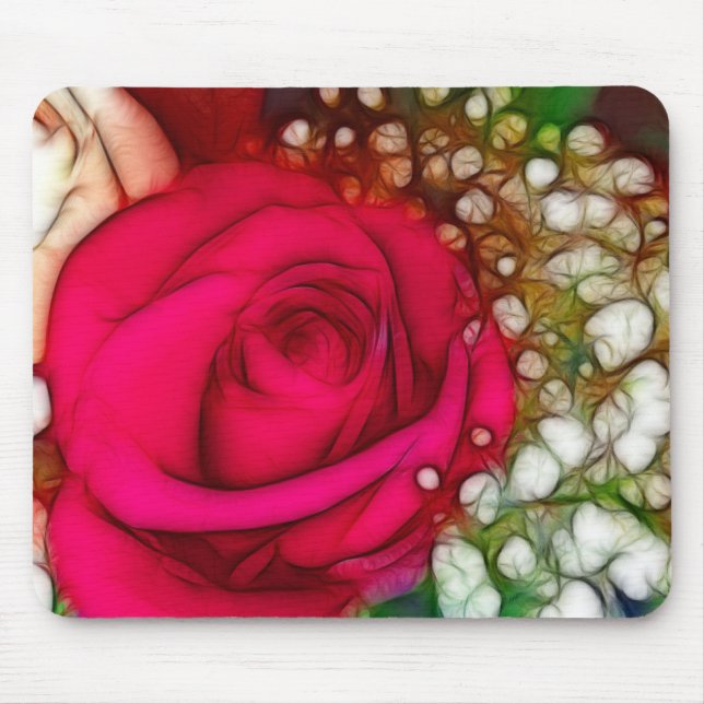 Mousepad Rosas São Artísticos e Únicos Fuschia Rosa Vermelh (Frente)