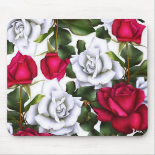 Mousepad Rosas Vermelhas e Brancas Shabby Chic Rústico Glam