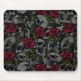 Mousepad Rosas vermelhas e crânios góticos, horror romântic