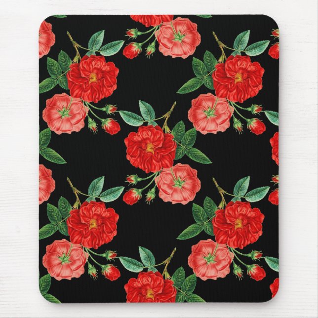 Mousepad Rosas vermelhas, fundo preto, (Frente)