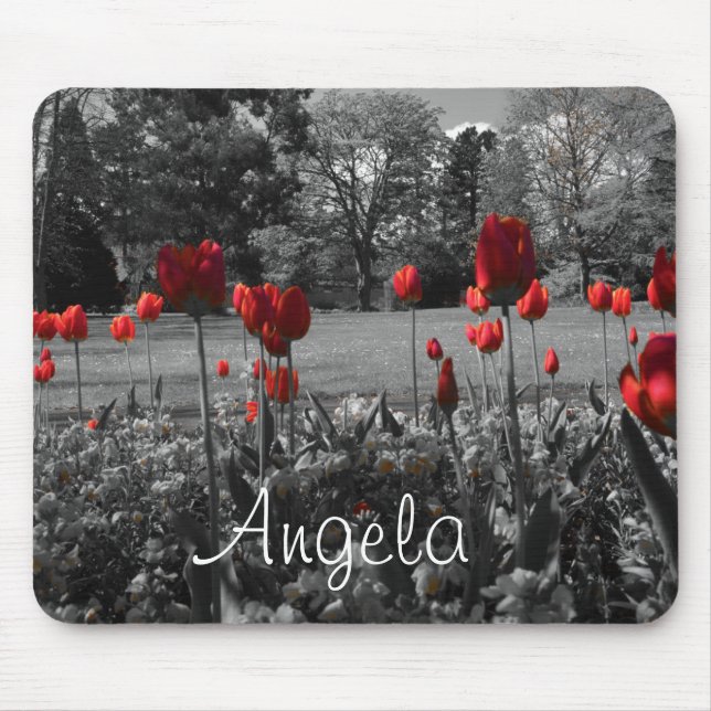 Mousepad rosas vermelhas na fotografia preto e branco do (Frente)