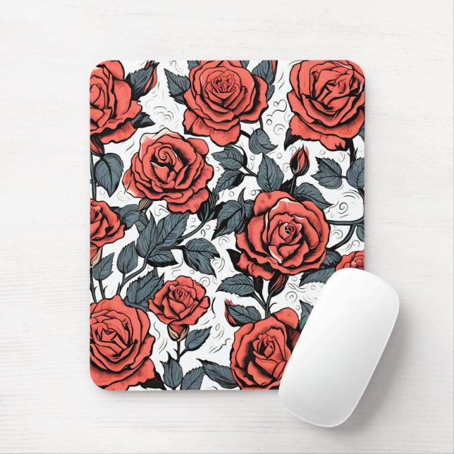 Mousepad rosas vermelhas selvagens (Com mouse)