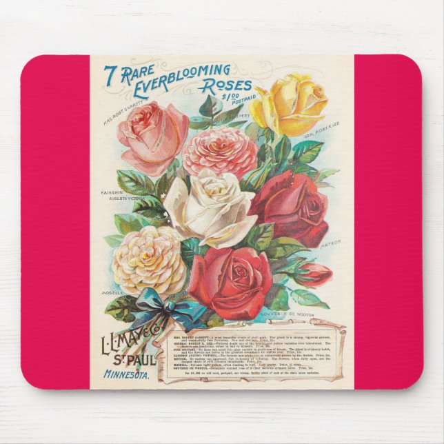 Mousepad Rosas Vintage Anúncio Retro (Frente)