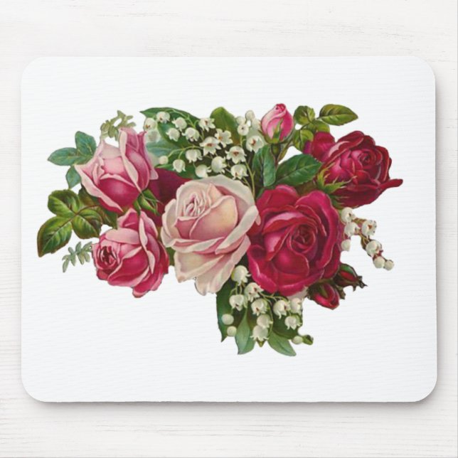 Mousepad Rosas vitorianas clássicas Lily do Vale Romance (Frente)