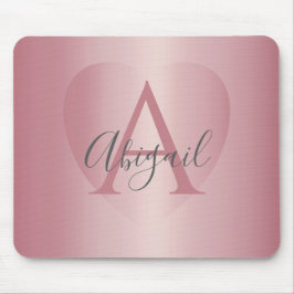 Mousepad Rose Gold Heart Monogram  