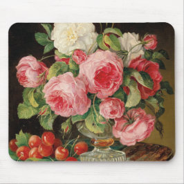 Mousepad Roses and cherries oil painting