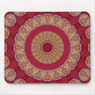 Mousepad Rosetas Amarelas Douradas Vermelhas Mandala