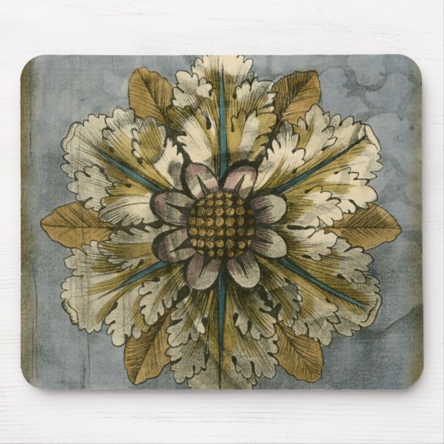 Mousepad Rosetas de Demarcação Decorativa no Fundo das Cinz (Frente)