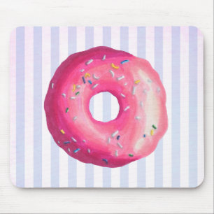 Mousepad Rosquinha Com Glacé Cor-De-Rosa E Pulseiras