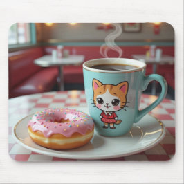 Mousepad Rosquinha e café em Retro Diner