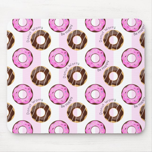 Mousepad Rosquinha Preocupada Seja feliz Comida  Padrão de  (Frente)