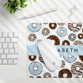 Mousepad Rosquinhas Azuis, Rosquinhas Marrons, Prensas, Seu