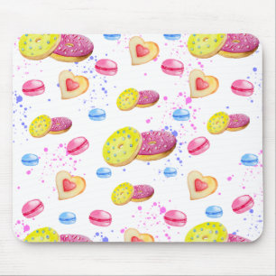 Mousepad Rosquinhas doces com padrão de vidros colorido