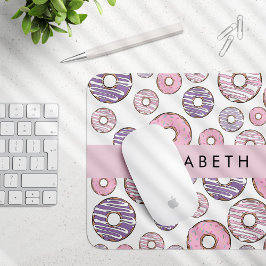 Mousepad Rosquinhas rosa, Rosquinhas roxas, borrachas, seu 