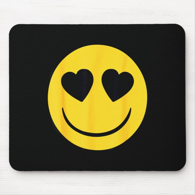 Mousepad Rosto Amarelo Sorridente com Olhos de Coração Emoj (Frente)