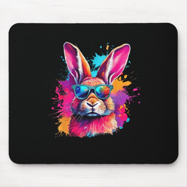 Mousepad Rosto Coelho Colorido Com Camisas De Felz pascoa (Frente)
