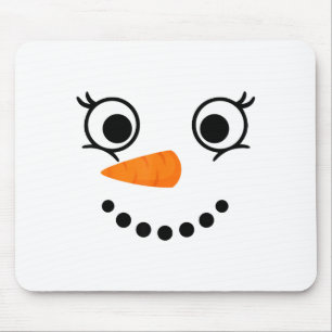 Mousepad Rosto de Boneco de Neve de Inverno Cílios de Natal