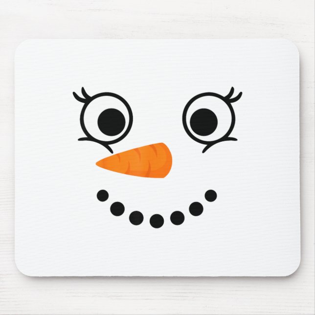 Mousepad Rosto de Boneco de Neve de Inverno Cílios de Natal (Frente)