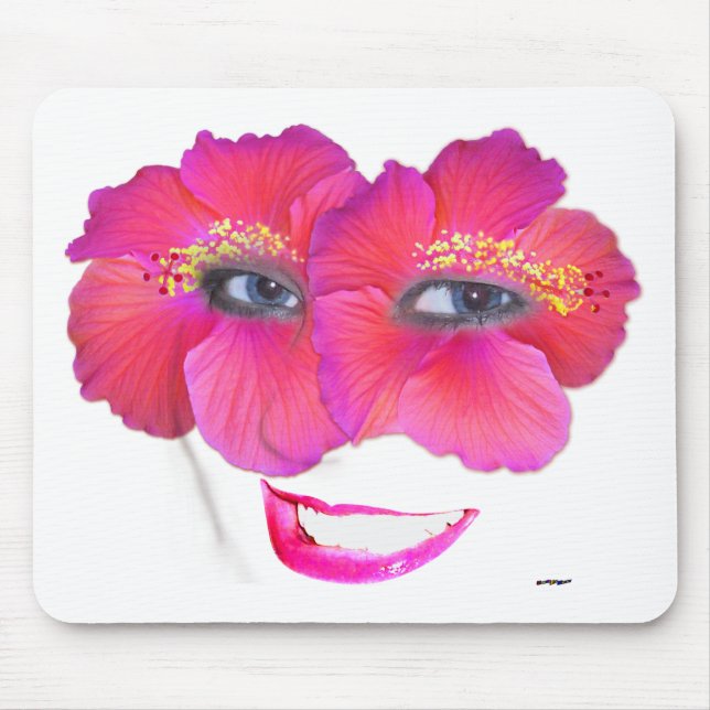 Mousepad Rosto de Hibiscus com Sorriso - Rosa (Frente)