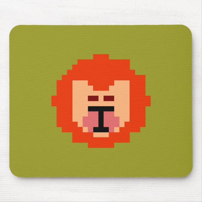 Mousepad Rosto de leão pixelado fofo  (Frente)