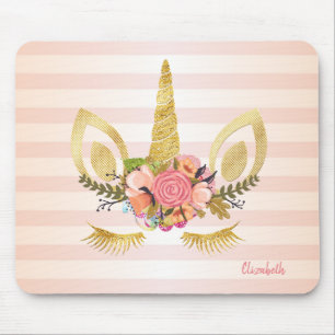 Mousepad Rosto de Unicórnio Adorável, Listras - Personaliza