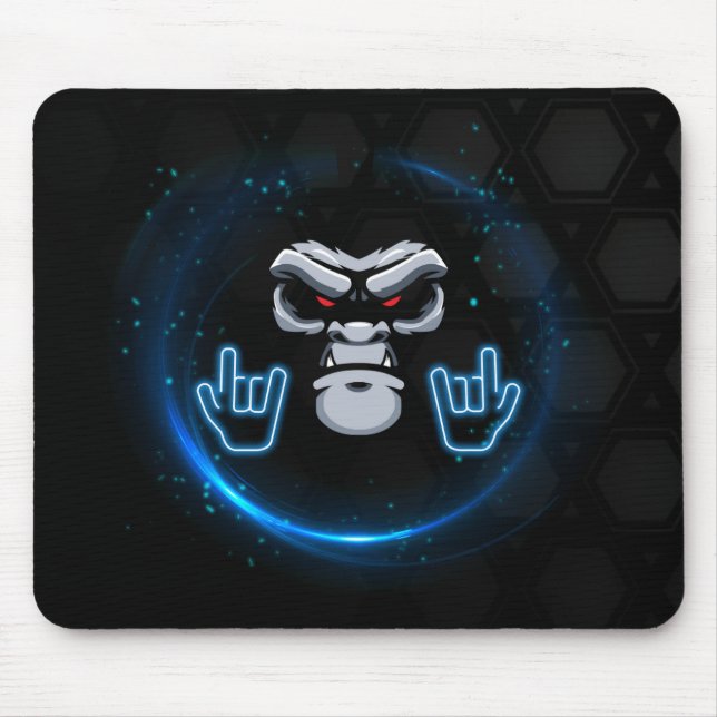 Mousepad Rosto Simples Azul e Preto (Frente)