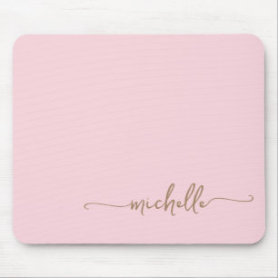 Mousepad Rosto Simples Feminino Rosa e Monograma Nome Doura