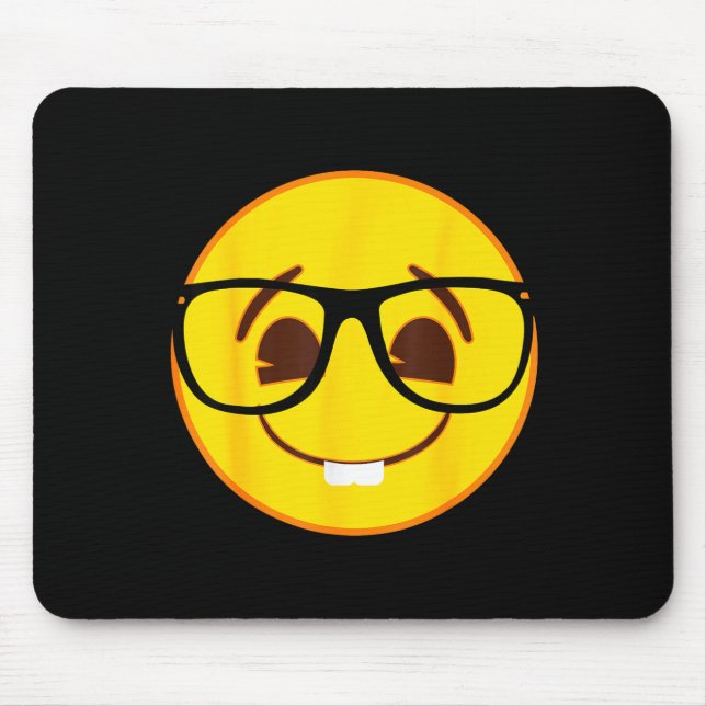 Mousepad Rosto Sorridente Amarelo Gles Nerd Oficial de Emoj (Frente)