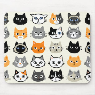 Mousepad Rostos de gato  Gatos brancos, engraçados e irrit
