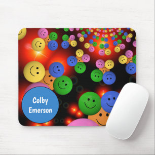 Mousepad Rostos de Sorriso Coloridos e Bolhas de Sorriso Fe